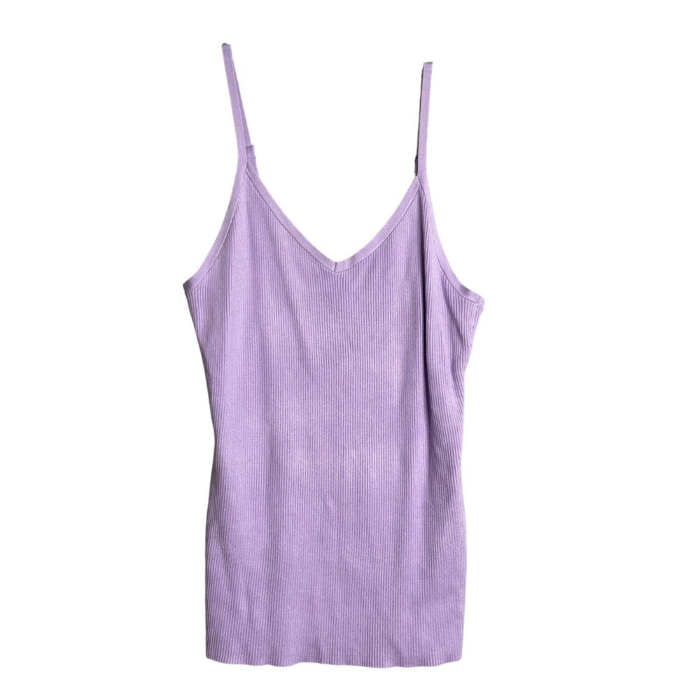 Torrid Ribbed Knit Cami Tank Top Womens 2 Purple V-Neck‎ Adjustable Strap Pastel